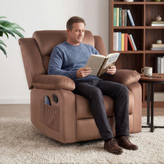 Canmov Velvet Massage Recliner Chair with Heat, Manual Reclining Single Sofa Chair