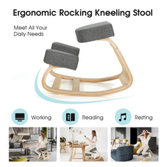 Costway Ergonomic Kneeling Chair – Rocking Office Stool for Better Posture, Grey