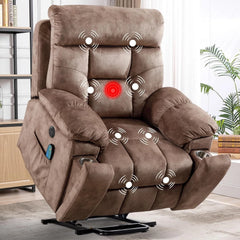 EBELLO Big & Tall Power Lift Recliner Chair with Massage & Heat for Elderly