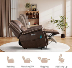 EBELLO Dual Motor Power Lift Recliner Chair with Massage & Heat, Faux Leather Electric Recliner
