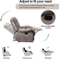 EBELLO Fabric Manual Recliner Chair, Soft Upholstered Reclining Chair with Padded Armrests