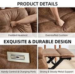 EBELLO Faux Leather Power Recliner Chair with Massage & Heat, Electric Reclining Chair