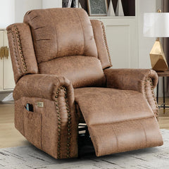 EBELLO Faux Leather Power Recliner Chair with Massage & Heat, Electric Reclining Chair