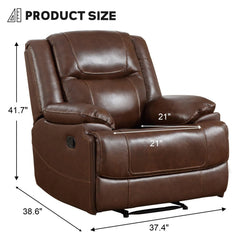 EBELLO Genuine Leather Manual Recliner Chair, Comfortable Reclining Sofa for Living Room