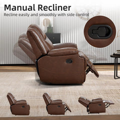 EBELLO Genuine Leather Manual Recliner Chair, Comfortable Reclining Sofa for Living Room