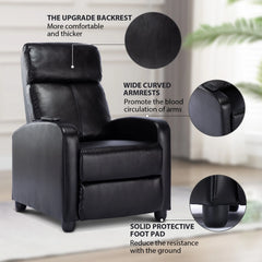 EBELLO Home Theater Recliner Chair with Massage, PU Leather Living Room Seating