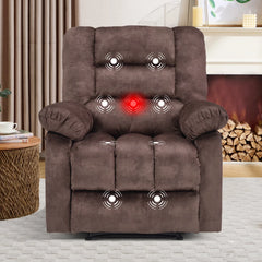 EBELLO Manual Recliner Chair with Heat & Massage, Soft Fabric Padded Single Sofa Chair