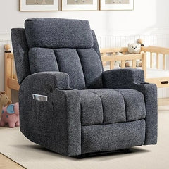 EBELLO Massage Recliner Chair with Heat, Soft Fabric Manual Recliner for Home Theater
