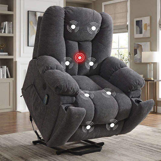 EBELLO Power Lift Recliner Chair with Massage & Heat, USB Ports & Cup Holders