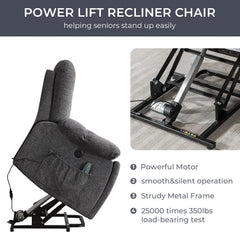 EBELLO Power Lift Recliner Chair with Massage & Heat, USB Ports & Cup Holders