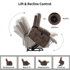 EBELLO Power Lift Recliner Chair with Massage & Heat, Wide Overstuffed Electric Recliner