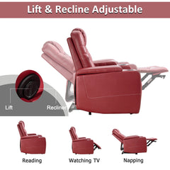 EBELLO Red Power Recliner Chair with USB Ports & Cup Holder, Home Theater Seating