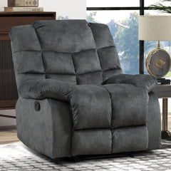 EBELLO Soft Fabric Manual Recliner Chair – Overstuffed Backrest & Armrests