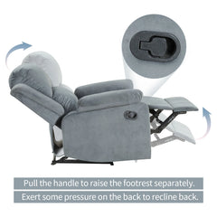 EBELLO Soft Fabric Manual Recliner Chair, Overstuffed Single Sofa Lounge Chair