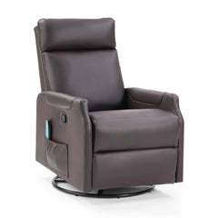 EBELLO Swivel Rocker Recliner Chair with Massage & Heat, PU Leather Manual Recliner