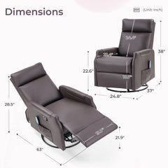 EBELLO Swivel Rocker Recliner Chair with Massage & Heat, PU Leather Manual Recliner