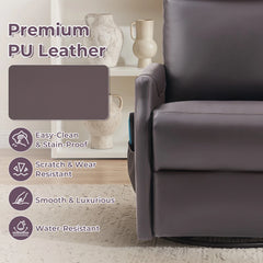 EBELLO Swivel Rocker Recliner Chair with Massage & Heat, PU Leather Manual Recliner