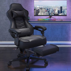ELECWISH Ergonomic Gaming Chair with Footrest – Reclining Office Chair with Lumbar Support