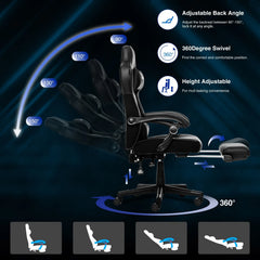 ELECWISH Ergonomic Gaming Chair with Footrest – Reclining Office Chair with Lumbar Support