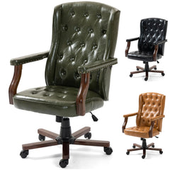Ergonomic Faux Leather Executive Office Chair – Swivel Home Office Desk Chair