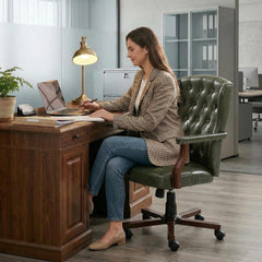 Ergonomic Faux Leather Executive Office Chair – Swivel Home Office Desk Chair