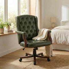 Ergonomic Faux Leather Executive Office Chair – Swivel Home Office Desk Chair