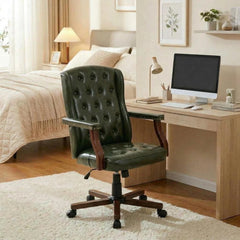Ergonomic Faux Leather Executive Office Chair – Swivel Home Office Desk Chair