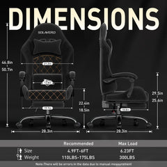 Ergonomic Gaming Chair with Footrest & Lumbar Massager – Reclining Gamer Computer Chair