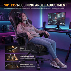 Ergonomic Gaming Chair with Footrest & Lumbar Massager – Reclining Gamer Computer Chair