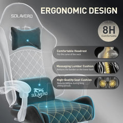 Ergonomic Gaming Chair with Footrest & Lumbar Massager – Reclining Gamer Computer Chair