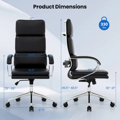 Ergonomic Leather Executive Office Chair – Adjustable Lumbar Support Desk Chair