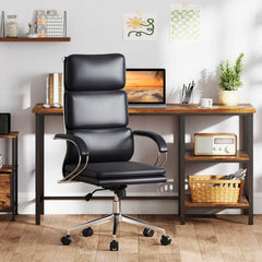 Ergonomic Leather Executive Office Chair – Adjustable Lumbar Support Desk Chair