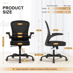 Ergonomic Mesh Office Chair – 360° Swivel Desk Chair with Space-Saving Design
