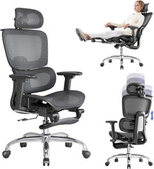 Ergonomic Office Chair with Footrest – 3D Headrest Computer Desk Chair