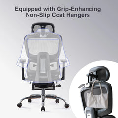 Ergonomic Office Chair with Footrest – 3D Headrest Computer Desk Chair