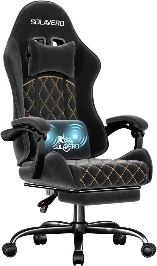 Ergonomic Gaming Chair with Footrest & Lumbar Massager – Reclining Gamer Computer Chair