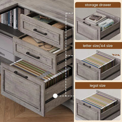 Farmhouse 61 L-Shaped Executive Computer Desk with Storage Shelves – Home Office Desk