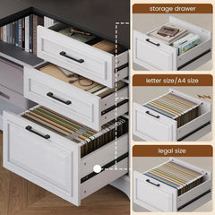 Farmhouse 61 L-Shaped Executive Computer Desk with Storage Shelves – Home Office Desk
