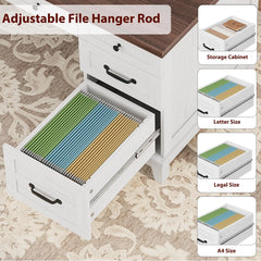 Farmhouse Executive Home Office Desk with Drawers & Charging Station – Computer Work Desk