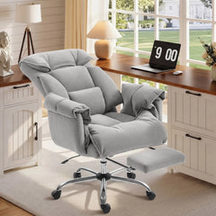 Gray Executive Office Chair with Footrest – Ergonomic Computer Desk Chair