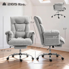 Gray Executive Office Chair with Footrest – Ergonomic Computer Desk Chair
