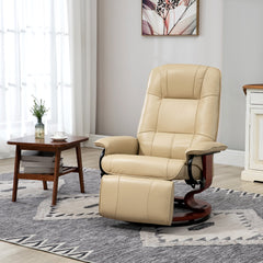 HOMCOM Faux Leather Manual Swivel Recliner Chair with Wooden Base