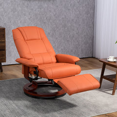 HOMCOM Faux Leather Manual Swivel Recliner Chair with Wooden Base