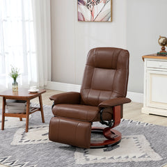 HOMCOM Faux Leather Manual Swivel Recliner Chair with Wooden Base
