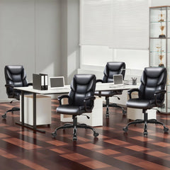 High Back Executive Leather Office Chair – Rolling Computer Desk Chair with Wheels