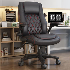 High Back Executive Office Chair – PU Leather Computer Desk Chair with Rubber Wheels