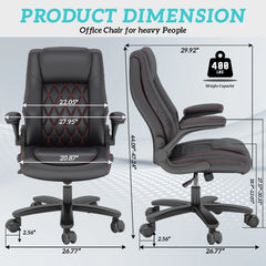 High Back Executive Office Chair – PU Leather Computer Desk Chair with Rubber Wheels