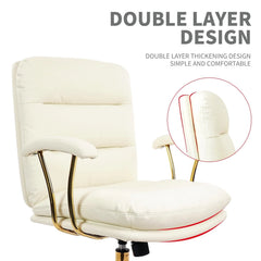 KLASIKA Light White Ergonomic Office Chair for Heavy People – Faux Leather Desk Chair