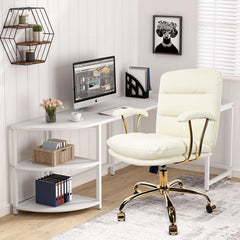 KLASIKA Light White Ergonomic Office Chair for Heavy People – Faux Leather Desk Chair