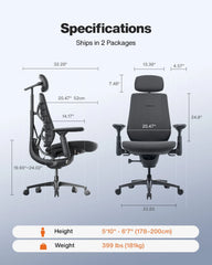 LiberNovo Maxis Big & Tall Ergonomic Office Chair – Manual Lumbar Adjustment Desk Chair